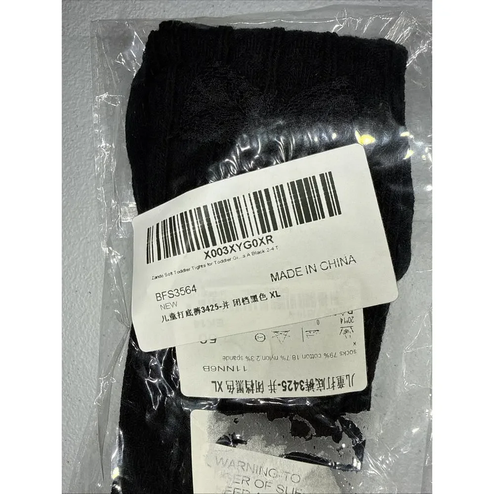Zando Cozy Baby Tights Girls Black Size 2T - 4T